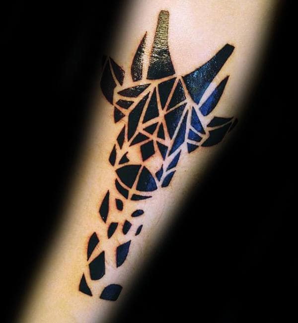 Geometric Blackwork Mens Giraffe Forearm Tattoo