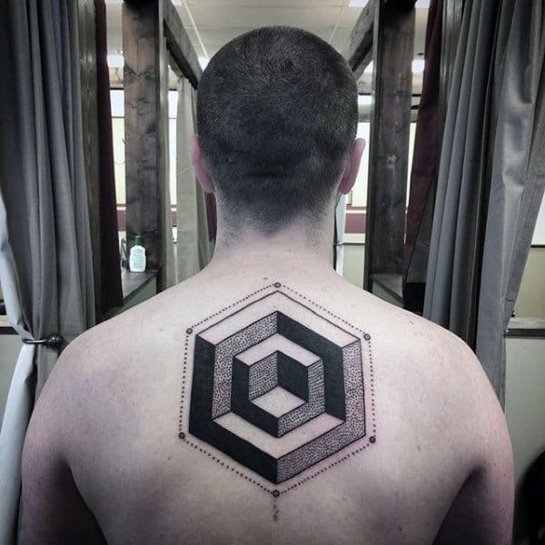 Geometric Blivet Optical Illusion Mens Tattoo