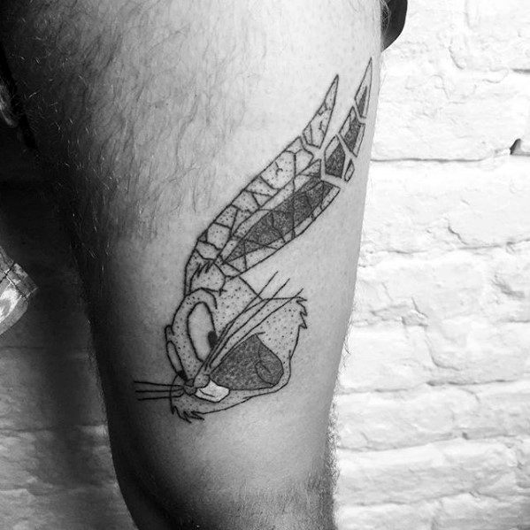 Geometric Bugs Bunny Thigh Looney Tunes Tattoo Design On Man