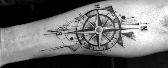 Geometric Compass Tattoo Designs For Men