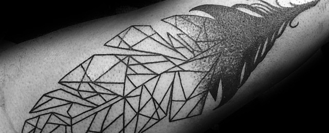 Geometric Feather Tattoo Designs For Men