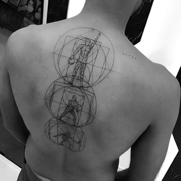 Geometric Figures Back Mens Great Tattoo Design Inspiration