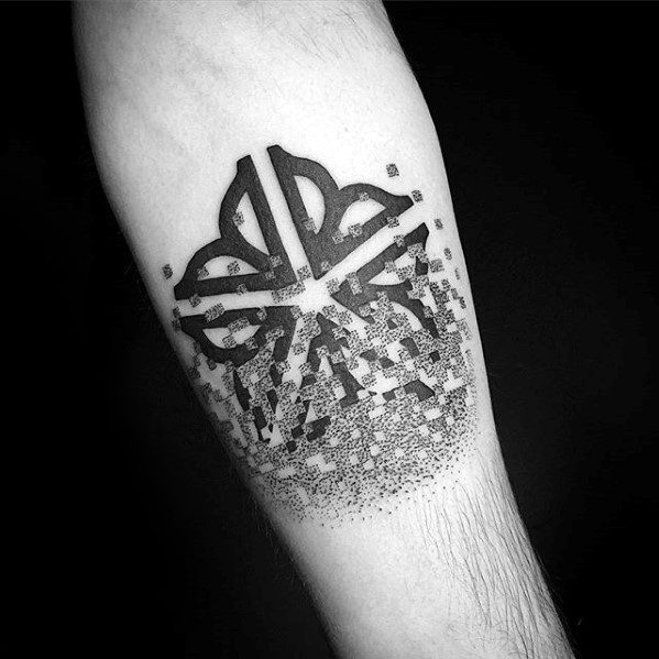 Geometric Flower Inner Forearm Pixel Male Tattoo Ideas