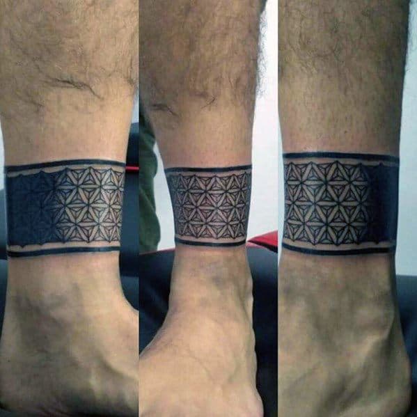 Geometric Flower Of Life Ankle Band Male Tattoos