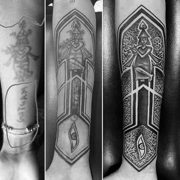 Geometric Forearm Cover Up Tattoos For Men