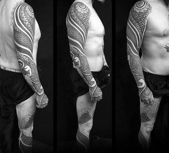 Geometric Full Sleeve Male Tattoos