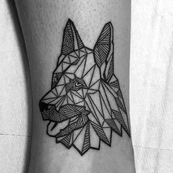 Geometric German Shepherd Mens Small Tattoo Ideas On Forearm