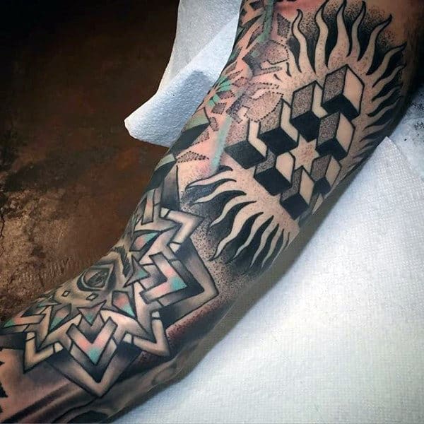 Geometric Guys Amazing Tattoo Sleeve Ideas