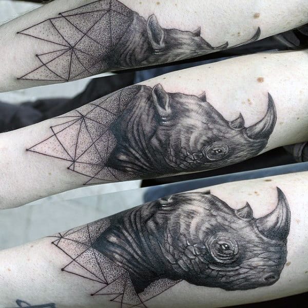 Geometric Guys Rhino Arm Tattoos