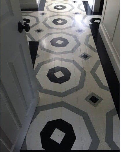 Geometric Hallway Cool Painted Floor Design Ideas