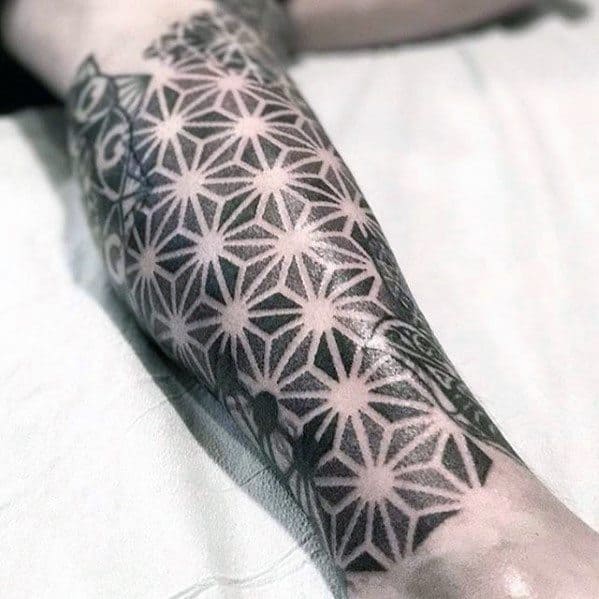 Geometric Leg Sleeve Negative Space Male Tattoo Designs