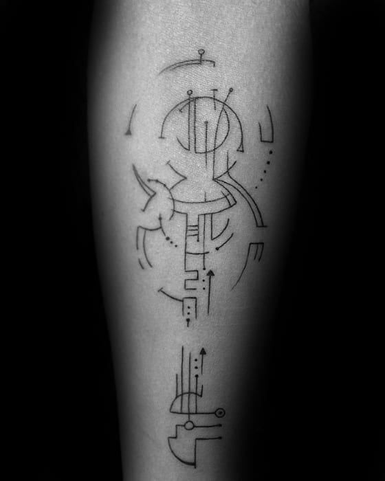 Geometric Lines And Shapes Mens Simple Forearm Tattoo