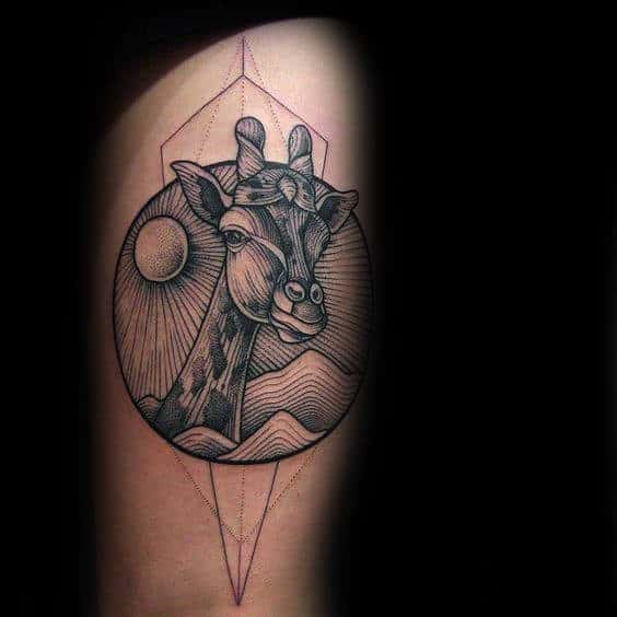 Geometric Linework Giraffe Arm Tattoos For Males