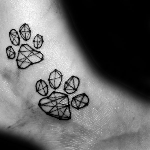 Geometric Linework Guys Dog Paw Arm Tattoo Design Ideas
