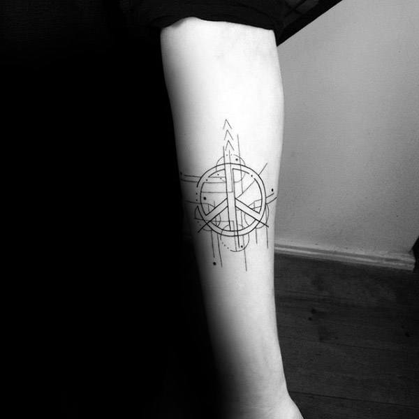 Geometric Linework Male Peace Sign Tattoos