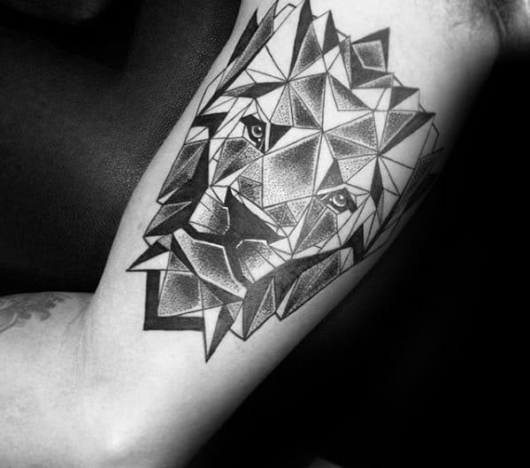 Geometric Lion Tattoos Men Inner Arm Bicep