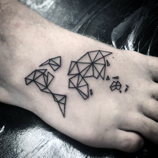Geometric Map Mens Cool Simple Foot Tattoos