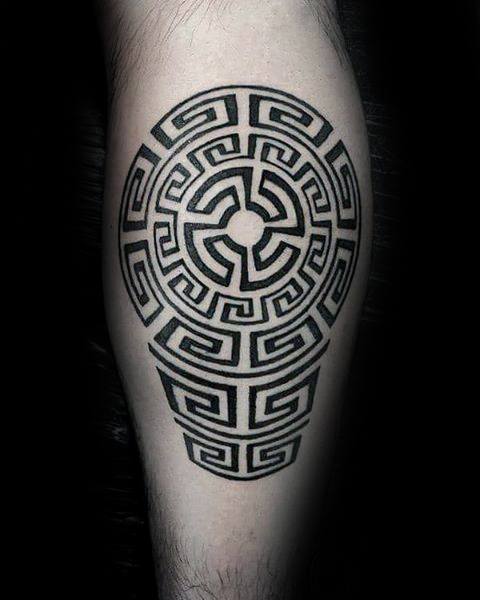 Geometric Maze Leg Guys Tattoo Designs