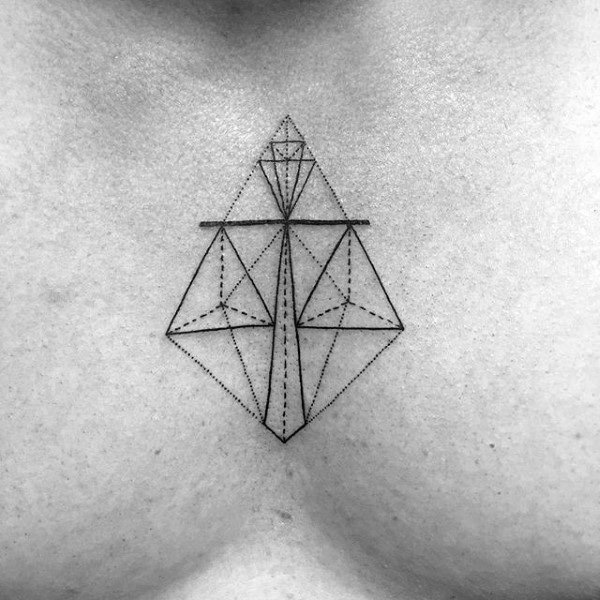 Geometric Mens Libra Scale Chest Tattoos