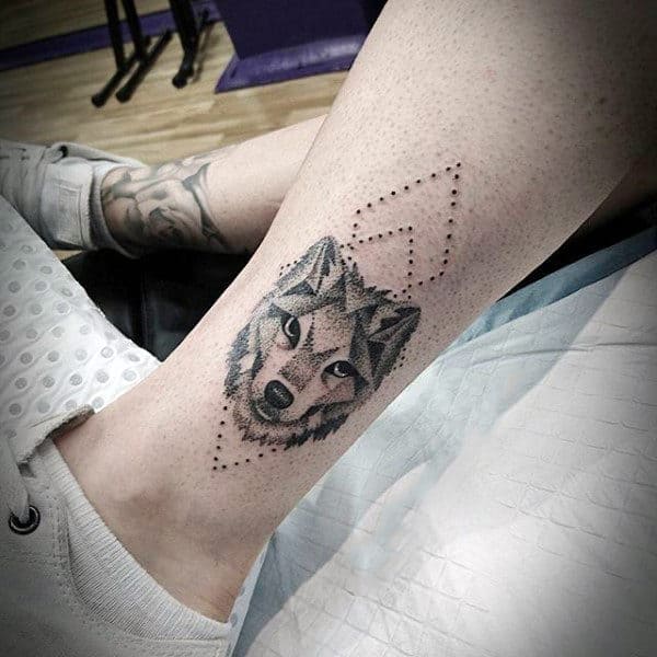 Geometric Mens Tattoo Of Husky Dog