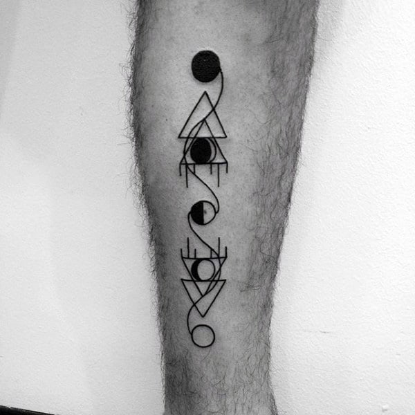 Geometric Moon Phases Mens Leg Tattoo