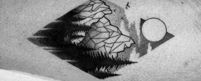 Geometric Mountain Tattoo Designs For Men