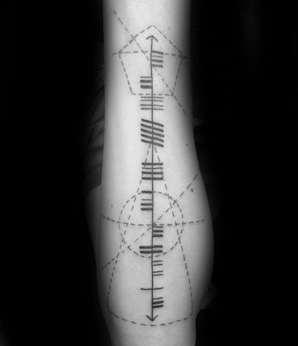 Geometric Outer Forearm Ogham Male Tattoos