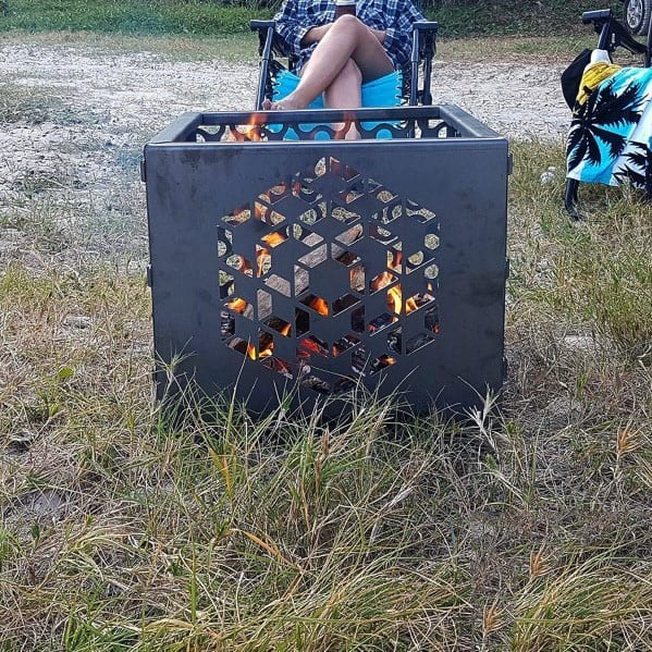 Geometric Pattern Cool Metal Fire Pit