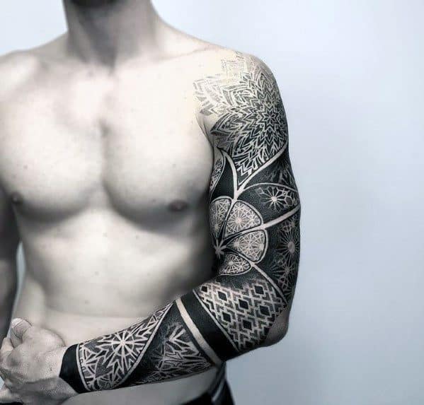 Geometric Pattern Mens Full Arm Sleeve Unique Pattern Tattoos