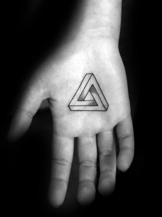 Geometric Shape Palm Hand Tattoo Ideas For Males