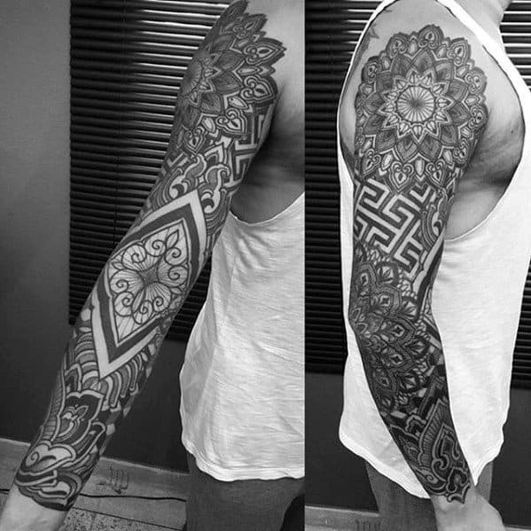 Geometric Sleeve Guys Tattoo Ideas