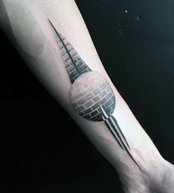 Geometric Sphere Small Manly Inner Forearm Tattoo On Man