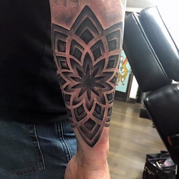 Geometric Star Guys 3d Outer Forearm Tattoo Design Ideas