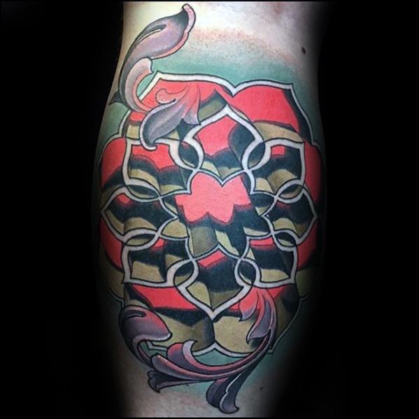 Geometric Star Leg Calf 3d Incredible Rad Tattoos For Men