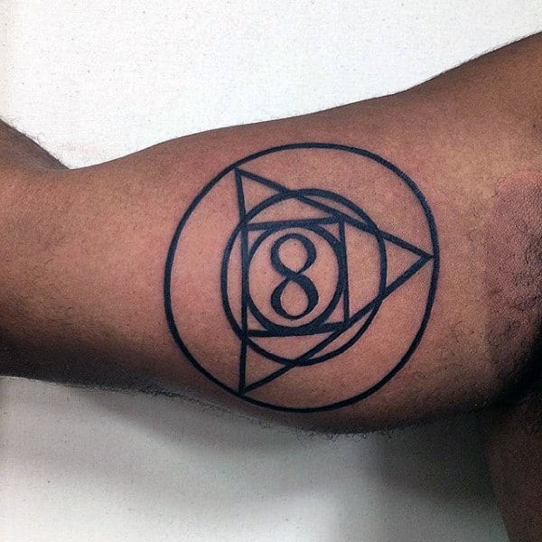 Geometric Triangle Number Eight Circle Mens Bicep Tattoos