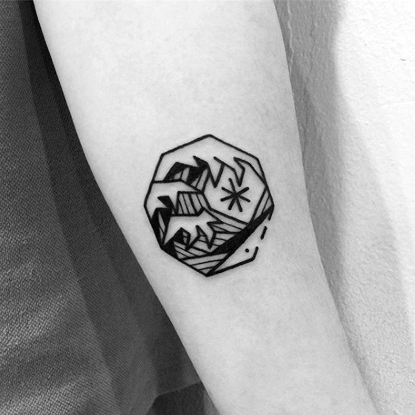 Geometric Wave Mens Simple Tattoo Design On Forearm