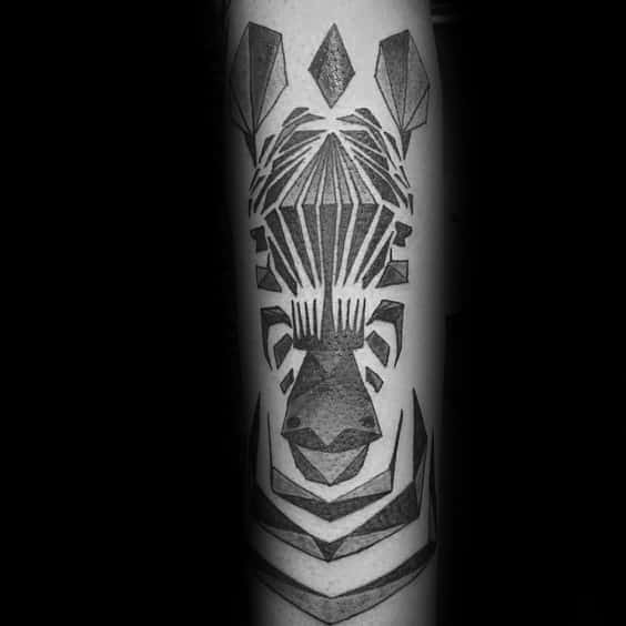 Geometric Zebra Guys Outer Forearm Tattoo Ideas