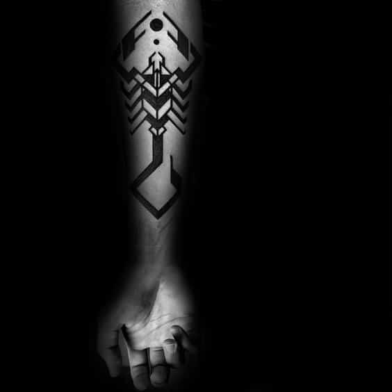 Geometrical Amazing Scorpio Male Tattoo On Inner Forearms