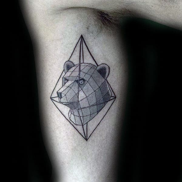 Geometrical Bear Mens Inner Arm Bicep Tattoo With 3d Design