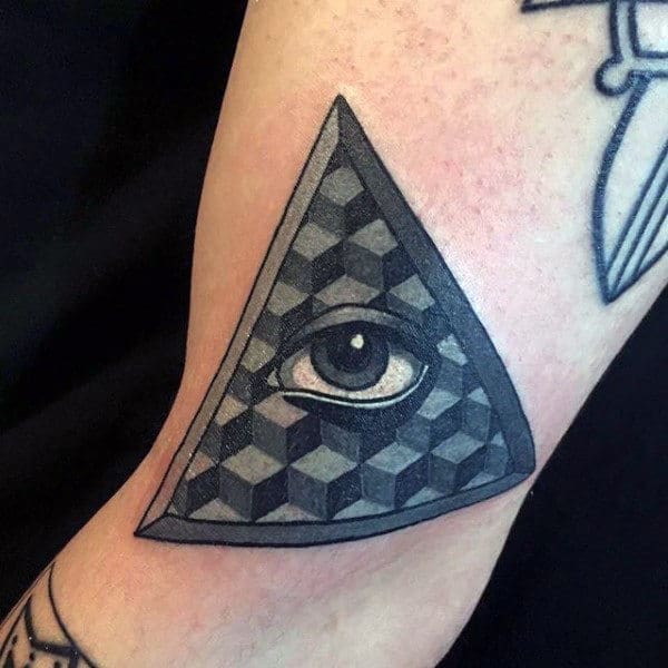 Geometrical Cubes Illuminati Tattoo Male Arms