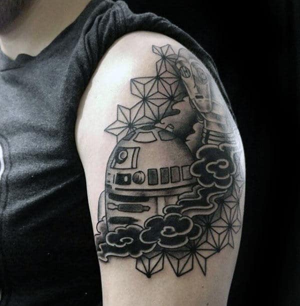 Geometrical Male Rd2d Upper Arm Tattoos