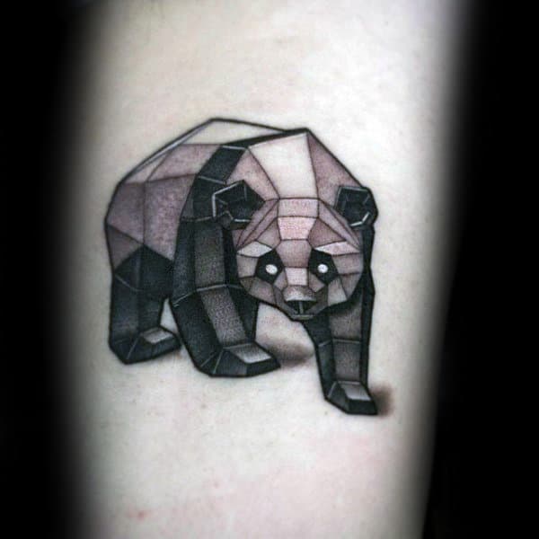 Geometrical Panda Bear Figure Mens Arm Tattoos