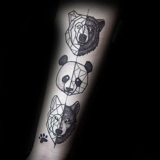 Geometrical Panda Small Guys Forearm Tattoo Ideas