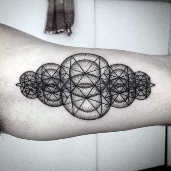 Geometrical Pattern Male Bicep Inner Arm Factal Tattoo