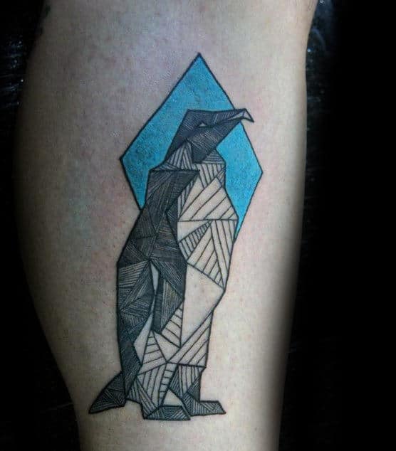 Geometrical Penguin Mens Creatie Arm Tattoo Ideas