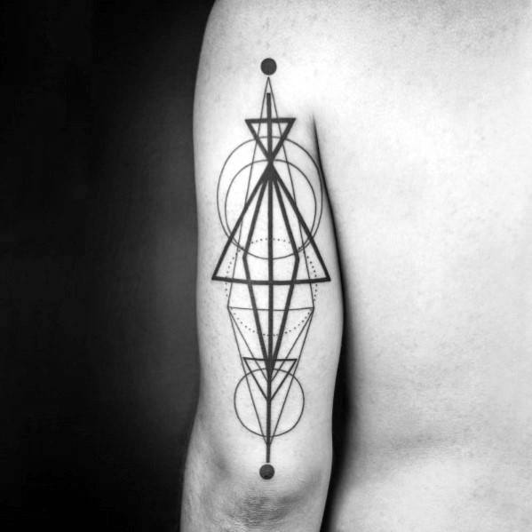 Geometrical Shapes Back Of Arm Male Tattoo Ideas