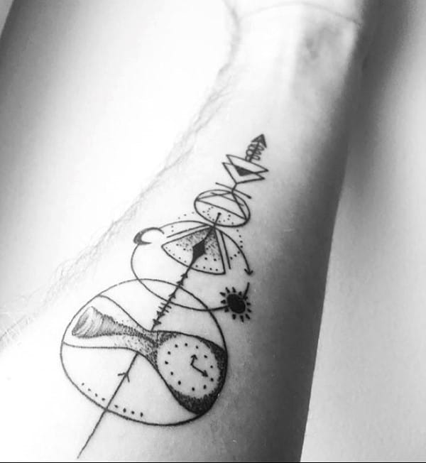 Geometrical Tornado Mens Inner Forearm Tattoo Design Ideas
