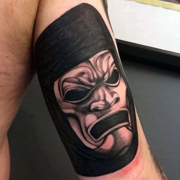 Ghoul Inside Warrior Helmet Tattoo Mens Arms