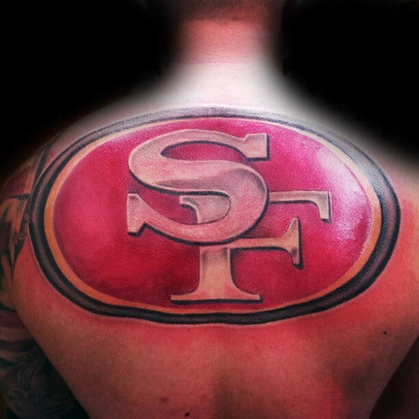 Giant San Francisco 49ers Logo Mens Back Tattoo