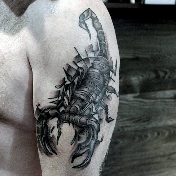 Gigantic Black Scorpion Tattoo On Arms For Men
